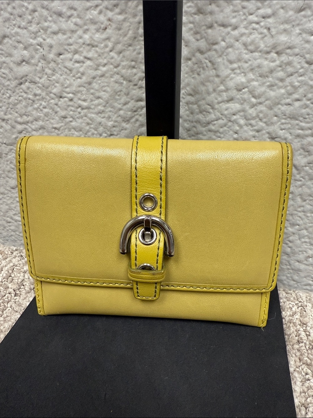 Vintage Coach Yellow Leather SoHo Buckle-Front Wallet
